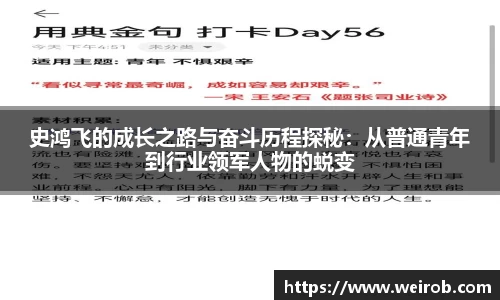 史鸿飞的成长之路与奋斗历程探秘：从普通青年到行业领军人物的蜕变